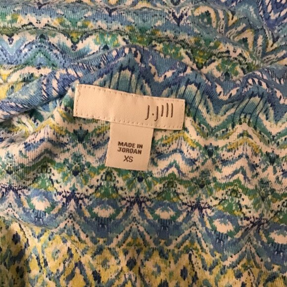 GUC J. Jill Multicolor Blue Green Yellow Stripe Geometric Pattern Maxi Dress XS - Picture 6 of 7